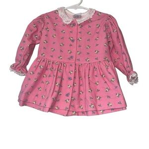 Vtg OshKosh B'gosh Pink corduroy Dress with eyelet Trim sz 24m